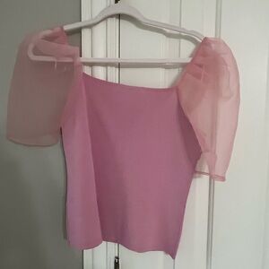 Pink Endless Rose Puffy Sleeve Top Size M